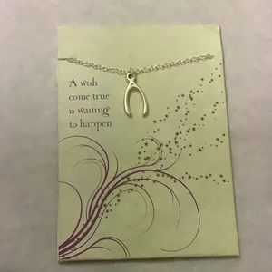 Silver Wishbone Necklace 16-18”